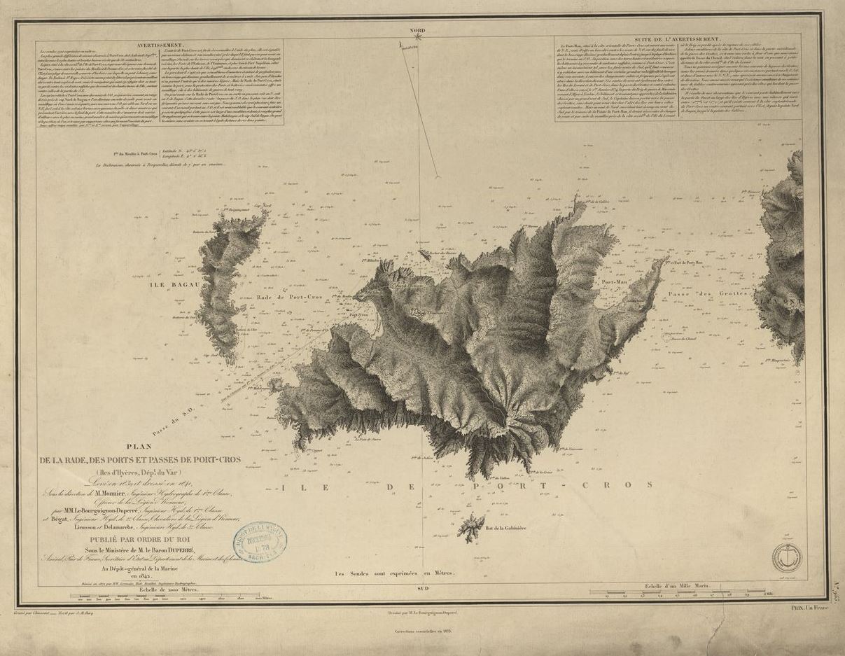 ©Shom - Plan de la rade, des ports et passes de Port-Cros, 1873