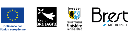 Logos des financeurs du programme Argo : UE, région Bretagne, Finistère et Brest Métropole