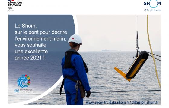 Le Shom, sur le pont pour décrire l'environnement marin, vous souhaite une excellente année 2021 !